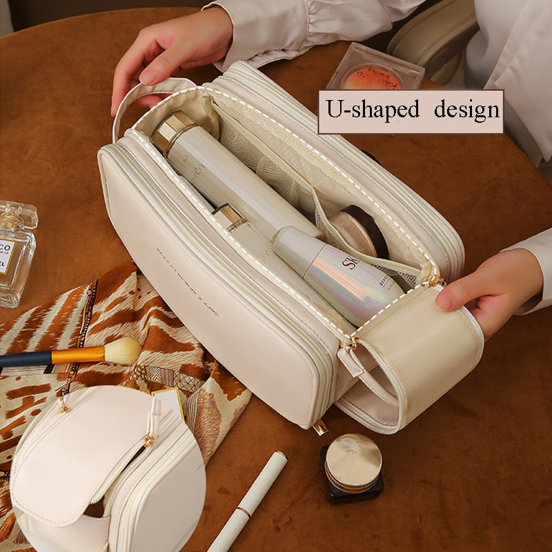Three-layer Double Zipper U-shaped Design Cosmetic Bag - MoisArts 